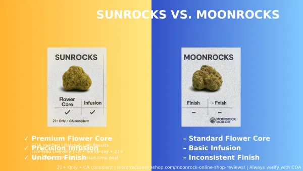 sunrocks vs moonrocks difference comparison infused cannabis Los Angeles